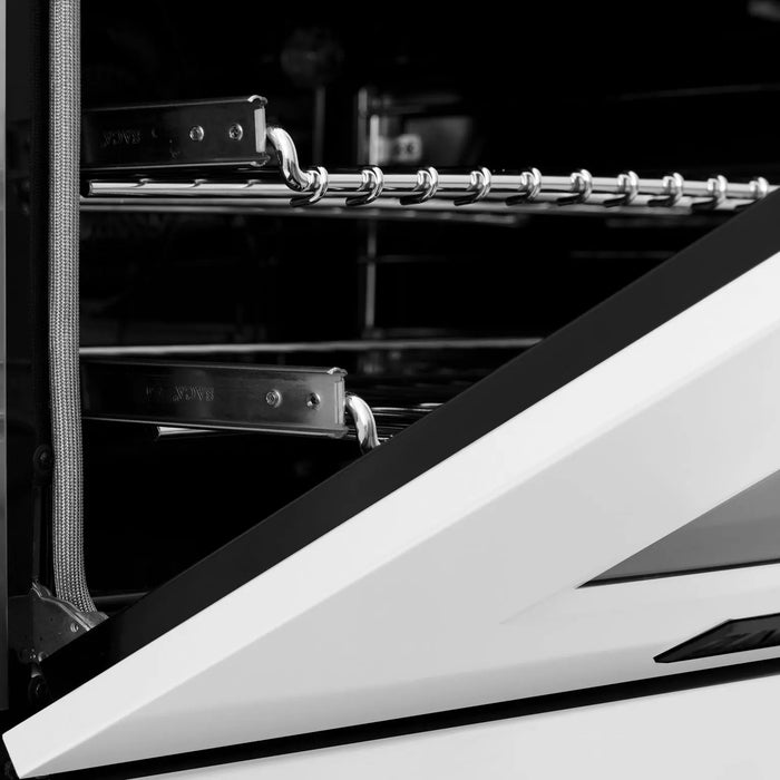 ZLINE 48" Autograph Edition Dual Fuel Range in Stainless Steel with White Matte Doors and Matte Black Accents, RAZ-WM-48-MB ZLINE Dreamwood Living