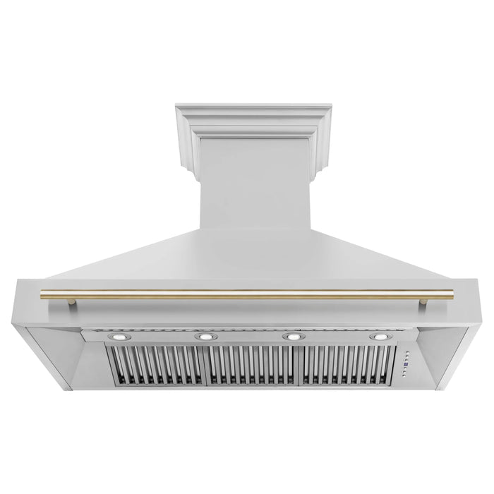 ZLINE 48" Autograph Edition Stainless Steel Range Hood with Gold Handle, 8654STZ-48-G ZLINE