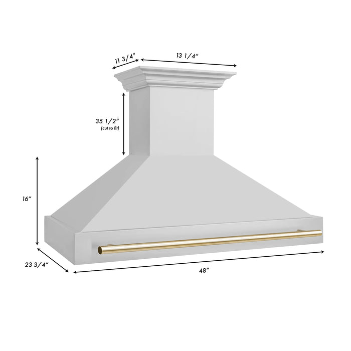 ZLINE 48" Autograph Edition Stainless Steel Range Hood with Gold Handle, 8654STZ-48-G ZLINE