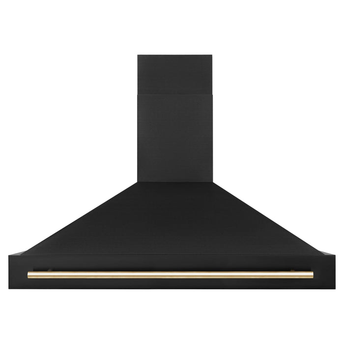ZLINE 48" Autograph Edition Wall Mount Range Hood in Black Stainless Steel with Gold Handle, BS655Z-48-G ZLINE