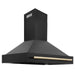 ZLINE 48" Autograph Edition Wall Mount Range Hood in Black Stainless Steel with Gold Handle, BS655Z-48-G ZLINE