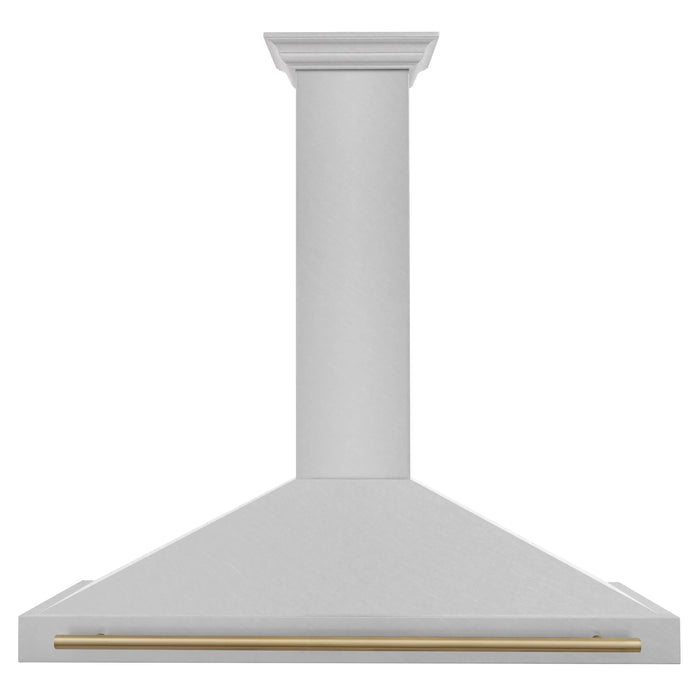 ZLINE 48" Autograph Edition Wall Mount Range Hood in DuraSnow® Stainless Steel with Champagne Bronze Handle, KB4SNZ-48-CB ZLINE Dreamwood Living