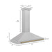 ZLINE 48" Autograph Edition Wall Mount Range Hood in DuraSnow® Stainless Steel with Champagne Bronze Handle, KB4SNZ-48-CB ZLINE Dreamwood Living