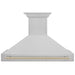 ZLINE 48" Autograph Edition Wall Mount Range Hood in DuraSnow® Stainless Steel with DuraSnow® Shell and Gold Handle, 8654SNZ-48-G ZLINE