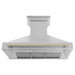 ZLINE 48" Autograph Edition Wall Mount Range Hood in DuraSnow® Stainless Steel with DuraSnow® Shell and Gold Handle, 8654SNZ-48-G ZLINE