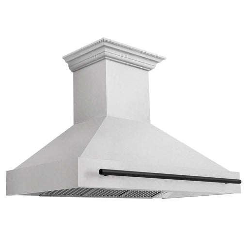 ZLINE 48" Autograph Edition Wall Mount Range Hood in DuraSnow® Stainless Steel with DuraSnow® Shell and Matte Black Handle, 8654SNZ-48-MB ZLINE Dreamwood Living