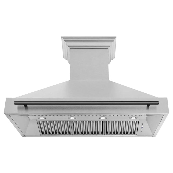 ZLINE 48" Autograph Edition Wall Mount Range Hood in DuraSnow® Stainless Steel with DuraSnow® Shell and Matte Black Handle, 8654SNZ-48-MB ZLINE Dreamwood Living