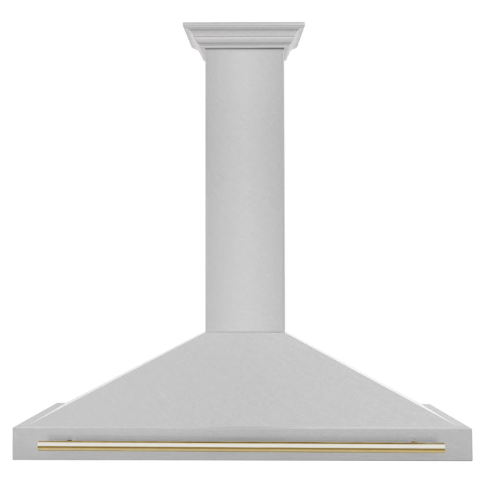 ZLINE 48" Autograph Edition Wall Mount Range Hood in DuraSnow® Stainless Steel with Gold Handle, KB4SNZ-48-G ZLINE Dreamwood Living