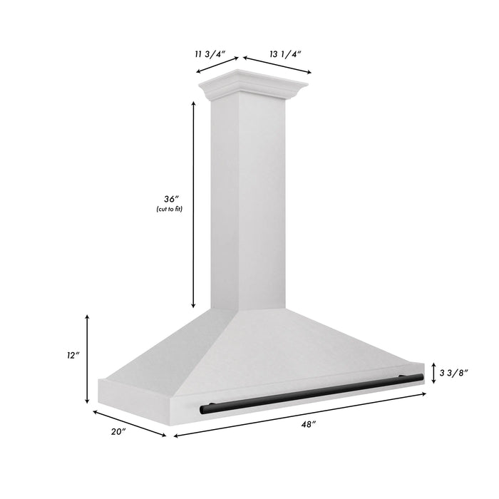 ZLINE 48" Autograph Edition Wall Mount Range Hood in DuraSnow® Stainless Steel with Matte Black Handle, KB4SNZ-48-MB ZLINE Dreamwood Living