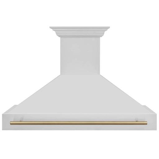 ZLINE 48" Autograph Edition Wall Mount Range Hood in Stainless Steel with Champagne Bronze Handle, 8654STZ-48-CB ZLINE