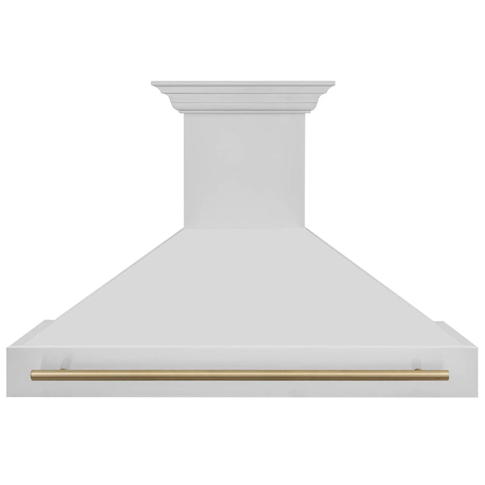 ZLINE 48" Autograph Edition Wall Mount Range Hood in Stainless Steel with Champagne Bronze Handle, 8654STZ-48-CB ZLINE