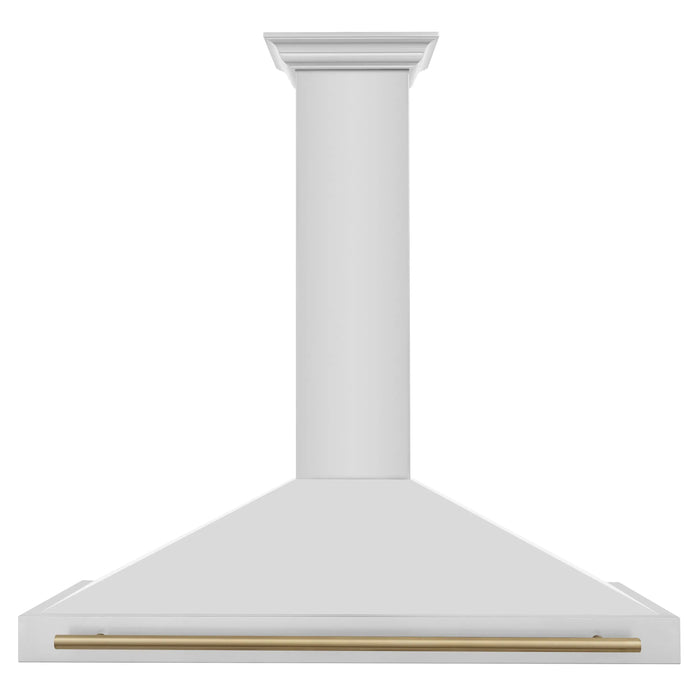 ZLINE 48" Autograph Edition Wall Mount Range Hood in Stainless Steel with Champagne Bronze Handle, KB4STZ-48-CB ZLINE