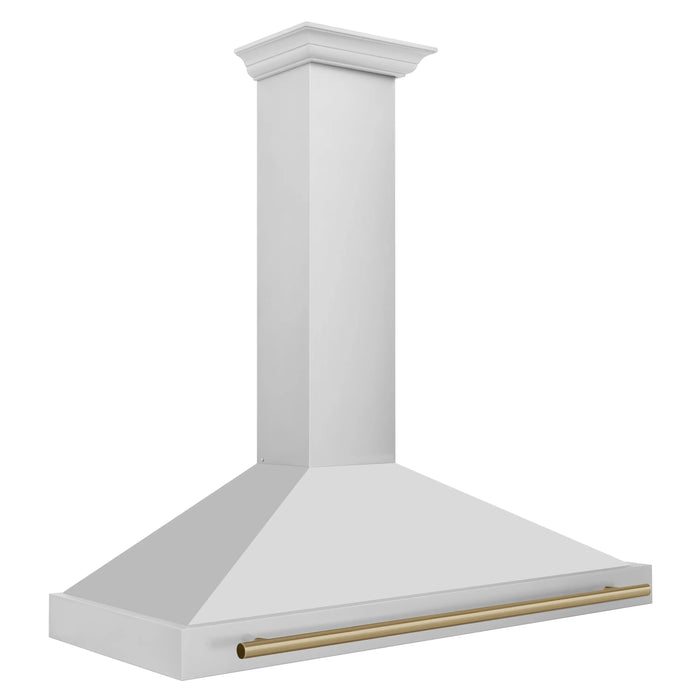 ZLINE 48" Autograph Edition Wall Mount Range Hood in Stainless Steel with Champagne Bronze Handle, KB4STZ-48-CB ZLINE