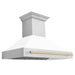 ZLINE 48' Autograph Edition Wall Mount Range Hood with White Matte Shell and Gold Handle, 8654STZ-WM48-G ZLINE Dreamwood Living