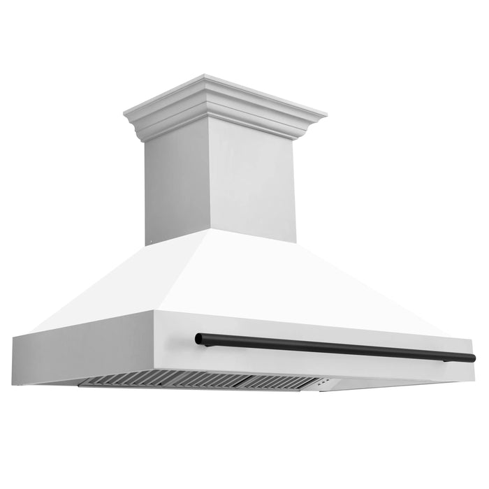 ZLINE 48" Autograph Edition Wall Mount Range Hood with White Matte Shell and Matte Black Handle, 8654STZ-WM48-MB ZLINE Dreamwood Living