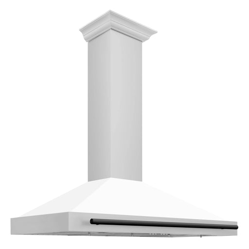 ZLINE 48" Autograph Edition Wall Mount Range Hood with a White Matte Shell and Matte Black Handle, KB4STZ-WM48-MB ZLINE Dreamwood Living