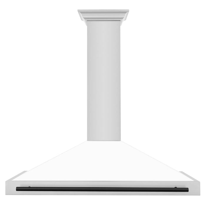 ZLINE 48" Autograph Edition Wall Mount Range Hood with a White Matte Shell and Matte Black Handle, KB4STZ-WM48-MB ZLINE Dreamwood Living