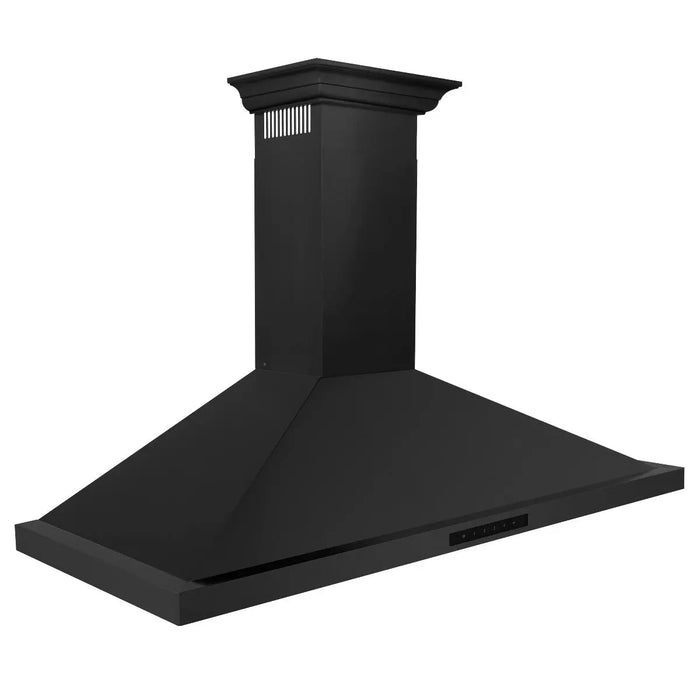 ZLINE 48" Convertible Wall Mount Range Hood in Black Stainless Steel with Crown Molding, BSKBNCRN-48 ZLINE