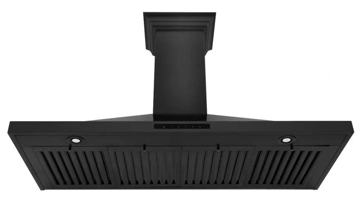 ZLINE 48" Convertible Wall Mount Range Hood in Black Stainless Steel with Crown Molding, BSKBNCRN-48 ZLINE