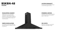 ZLINE 48" Convertible Wall Mount Range Hood in Black Stainless Steel, BSKBN-48 ZLINE