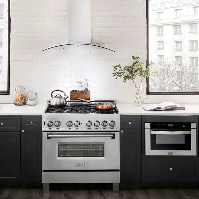 ZLINE 48" Convertible Wall Mount Range Hood in Stainless Steel & Glass, KN4-48 ZLINE