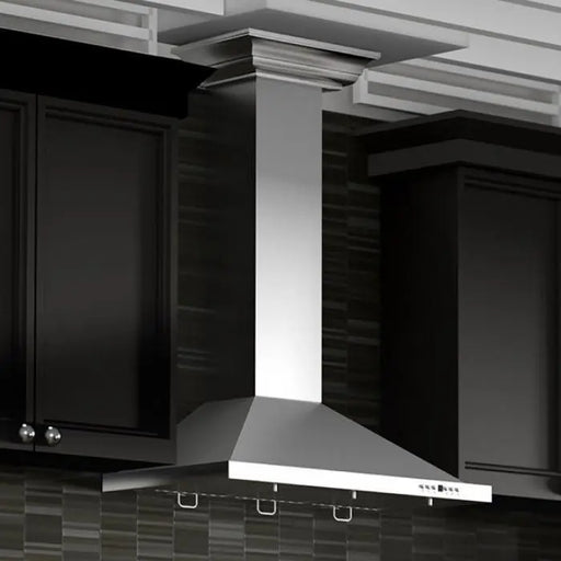 ZLINE 48" Convertible Wall Mount Range Hood in Stainless Steel with Crown Molding, KBCRN-48 ZLINE