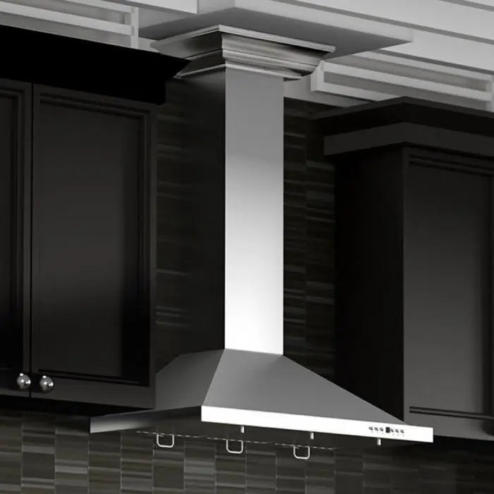 ZLINE 48" Convertible Wall Mount Range Hood in Stainless Steel with Crown Molding, KBCRN-48 ZLINE