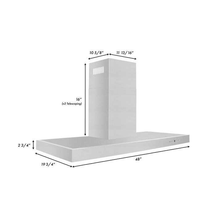 ZLINE 48" Convertible Wall Mount Range Hood in Stainless Steel, KE-48 ZLINE