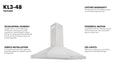 ZLINE 48" Convertible Wall Mount Range Hood in Stainless Steel, KL3-48 ZLINE