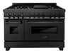 ZLINE 48" Dual Fuel Range in Black Stainless with Brass Burners, RAB-BR-48 ZLINE