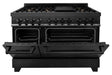 ZLINE 48" Dual Fuel Range in Black Stainless with Brass Burners, RAB-BR-48 ZLINE