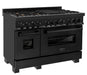 ZLINE 48" Dual Fuel Range in Black Stainless with Brass Burners, RAB-BR-48 ZLINE
