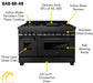ZLINE 48" Dual Fuel Range in Black Stainless with Brass Burners, RAB-BR-48 ZLINE