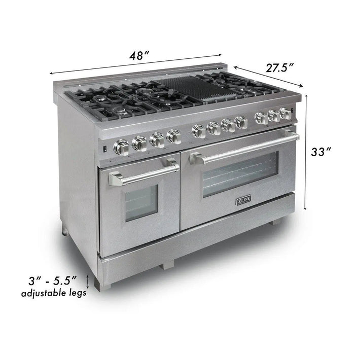 ZLINE 48" Dual Fuel Range in DuraSnow® Stainless Steel with Blue Matte Door, RAS-BM-48 ZLINE