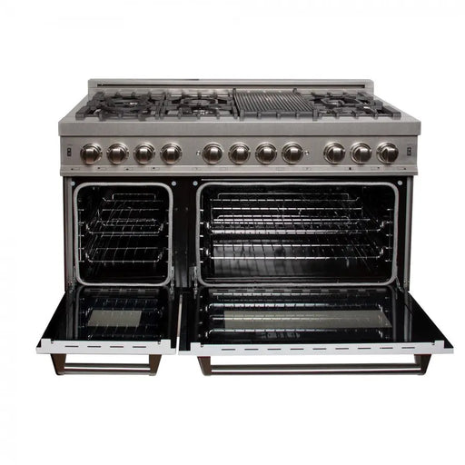 ZLINE 48" Dual Fuel Range in DuraSnow® Stainless Steel with White Matte Door, RAS-WM-48 ZLINE