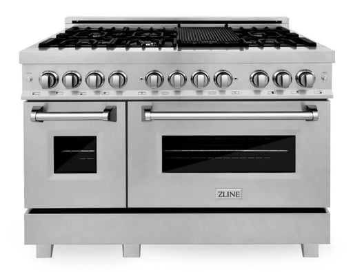 ZLINE 48" Dual Fuel Range in DuraSnow® Stainless Steel, RAS-SN-48 ZLINE