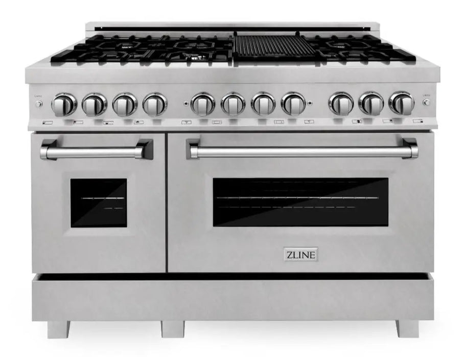 ZLINE 48" Dual Fuel Range in DuraSnow® Stainless Steel, RAS-SN-48 ZLINE
