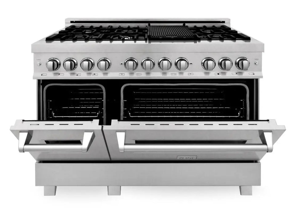 ZLINE 48" Dual Fuel Range in DuraSnow® Stainless Steel, RAS-SN-48 ZLINE
