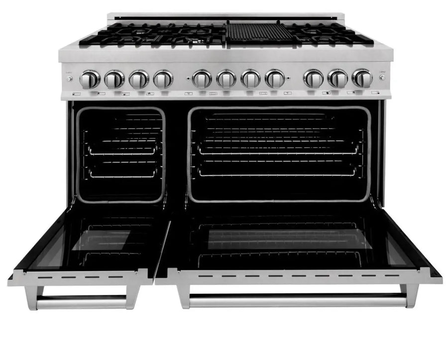 ZLINE 48" Dual Fuel Range in DuraSnow® Stainless Steel, RAS-SN-48 ZLINE