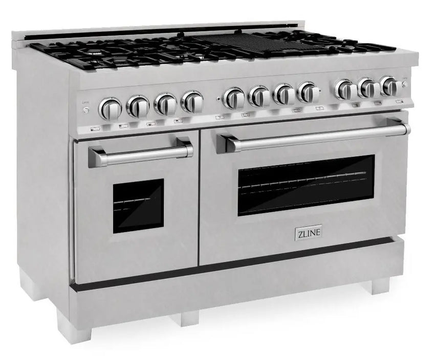 ZLINE 48" Dual Fuel Range in DuraSnow® Stainless Steel, RAS-SN-48 ZLINE