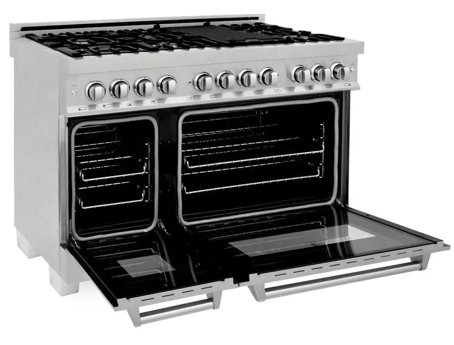 ZLINE 48" Dual Fuel Range in DuraSnow® Stainless Steel, RAS-SN-48 ZLINE
