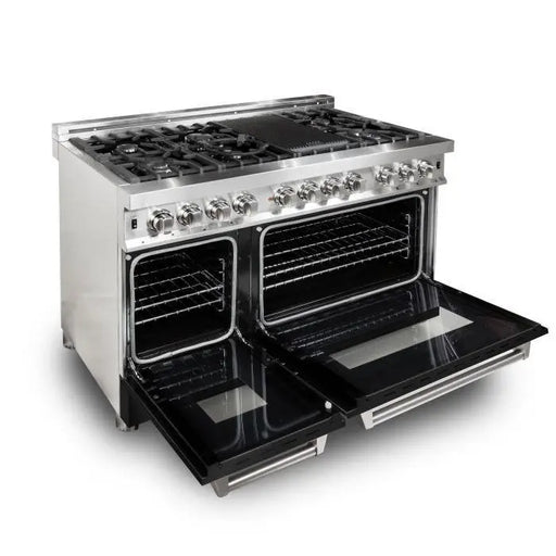 ZLINE 48" Dual Fuel Range in Stainless Steel with Black Matte Doors, RA-BLM-48 ZLINE