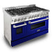 ZLINE 48" Dual Fuel Range in Stainless Steel with Blue Gloss Doors, RA-BG-48 ZLINE