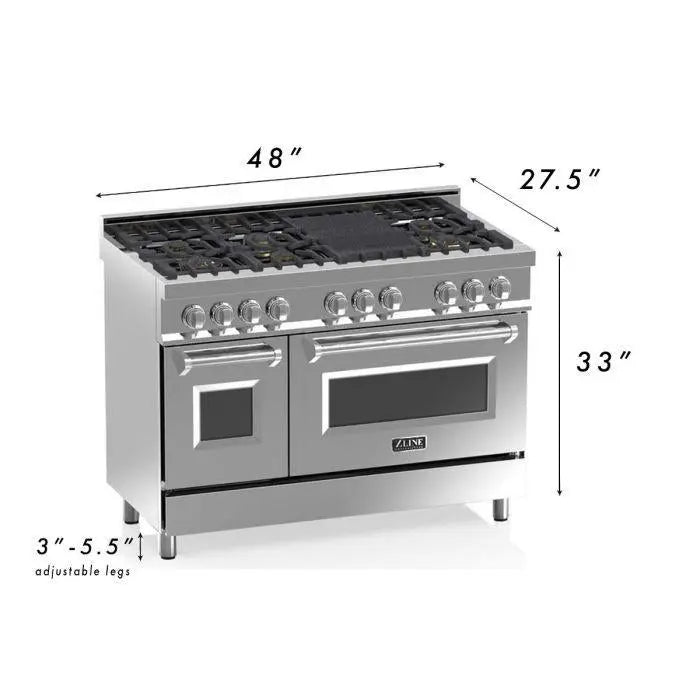 ZLINE 48" Dual Fuel Range in Stainless Steel with Blue Matte Doors, RA-BM-48 ZLINE Dreamwood Living