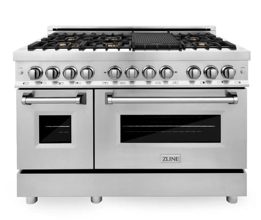 ZLINE 48" Dual Fuel Range in Stainless Steel with Brass Burners, RA-BR-48 ZLINE