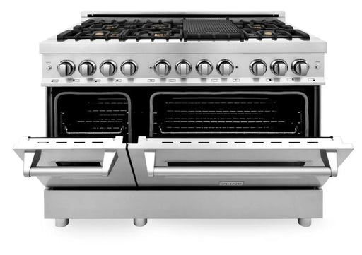 ZLINE 48" Dual Fuel Range in Stainless Steel with Brass Burners, RA-BR-48 ZLINE