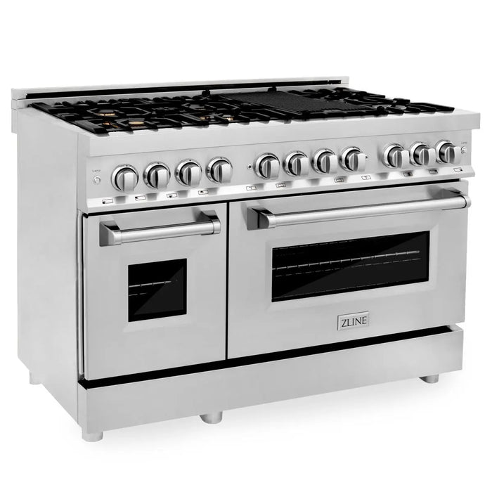 ZLINE 48" Dual Fuel Range in Stainless Steel with Brass Burners, RA-BR-48 ZLINE