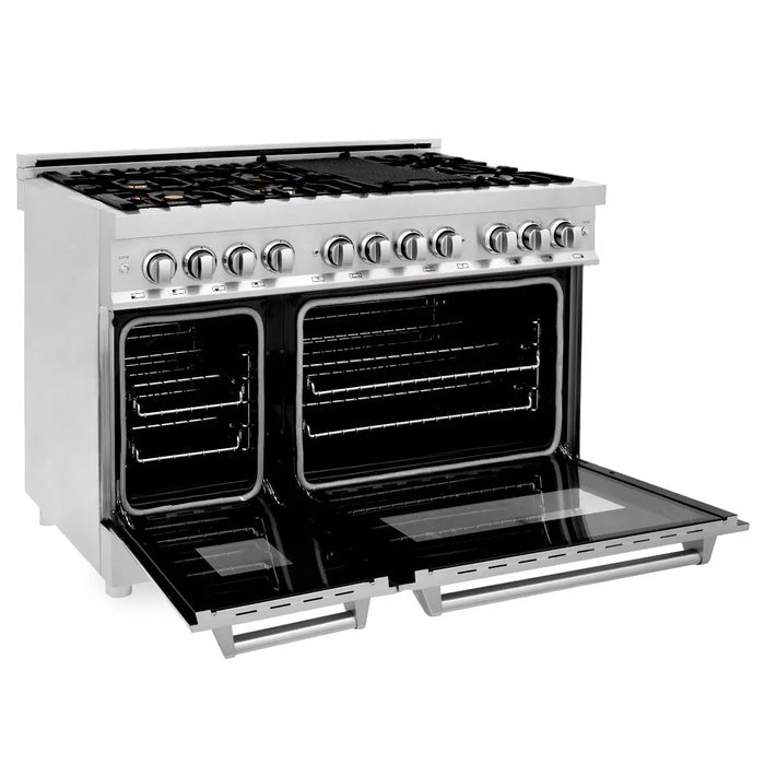 ZLINE 48" Dual Fuel Range in Stainless Steel with Brass Burners, RA-BR-48 ZLINE