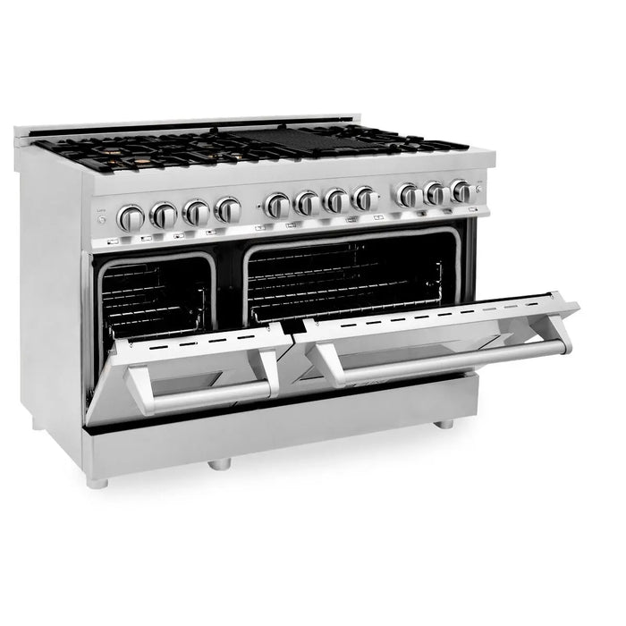 ZLINE 48" Dual Fuel Range in Stainless Steel with Brass Burners, RA-BR-48 ZLINE