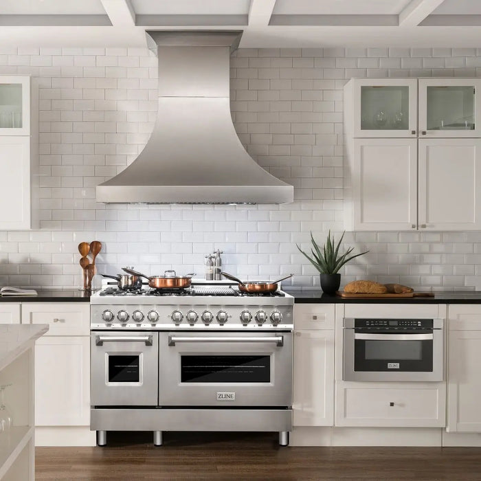 ZLINE 48" Dual Fuel Range in Stainless Steel with Brass Burners, RA-BR-48 ZLINE